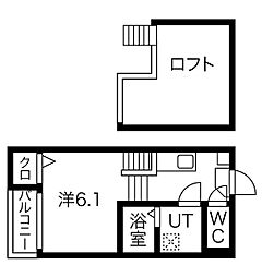 アーバンコート堀田 1Kの間取図画像