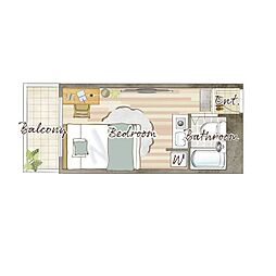 シーズンコート名駅西 ワンルームの間取図画像