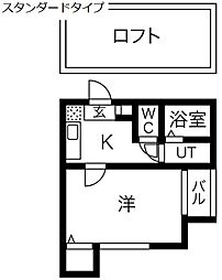 シャトー塩池 1Kの間取図画像