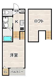 サニーハイツ南川町 1Kの間取図画像