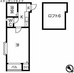 ブルーコート 1Kの間取図画像