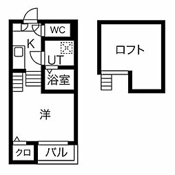 ルソレイユ安田通 1Kの間取図画像