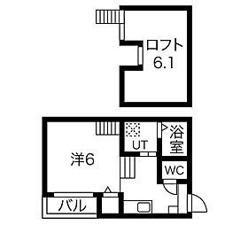 グリーンリーフ名城清水 1Kの間取図画像