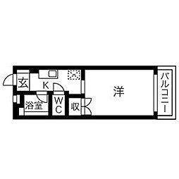 アヴェニュー高畑 1Kの間取図画像