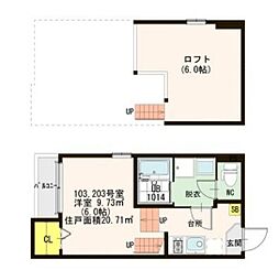 レグルス千種 1Kの間取図画像