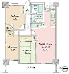ライオンズヴィアーレ横濱ベイ壱番館 3LDKの間取図画像