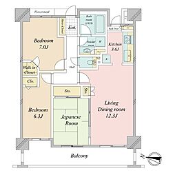 ライオンズヴィアーレ横濱ベイ壱番館 3LDKの間取図画像