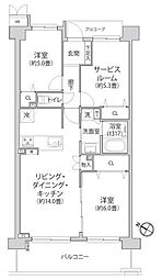 エンゼルパークサイド川崎 2SLDKの間取図画像