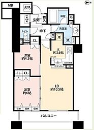 ニューシティ東戸塚タワーズシティパークタワー東戸塚 2LDKの間取図画像