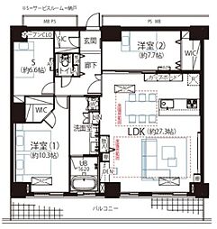 WComfortTowersWEST 2SLDKの間取図画像
