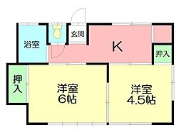 コーポ辰巳 2DKの間取図画像