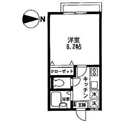 LACASA本厚木 1Kの間取図画像