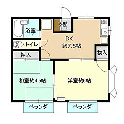サマックススプリング 2DKの間取図画像