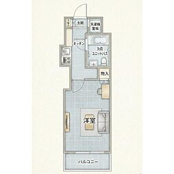 TOP門沢橋NO1 ワンルームの間取図画像