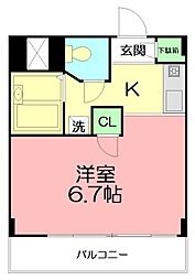 J・Kマンション1 1Kの間取図画像