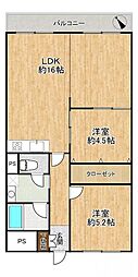 パレスハイツ京橋 2LDKの間取図画像