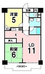 ダイアパレス京都蒔絵町 2LDKの間取図画像