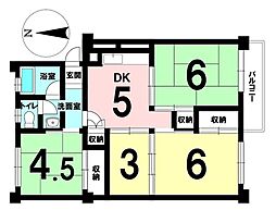 石原住宅E棟 4DKの間取図画像