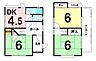 間取り：3DK・50.77m2のシンプルで使いやすい間取り。DK4.5帖＋6帖個室2室の構成。全居室に収納完備で、小さな坪数を効率よく活用できます。