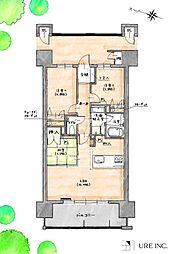 グランドパレス門司大里ヒルズ 2LDKの間取図画像