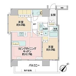 ザ・パークハウスアーバンス東五反田 2LDKの間取図画像