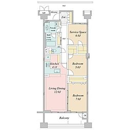 ルフォン世田谷 2SLDKの間取図画像