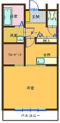 ヴィエントアシュール 1Kの間取図画像
