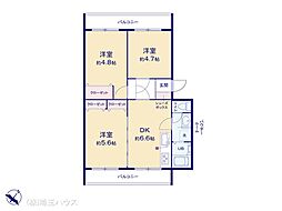 ブルーハイツ大宮B 3DKの間取図画像