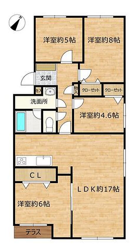 【リフォーム後予定間取図】洋室4部屋の4LDK住宅です。