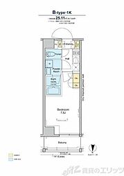 プラウドフラット亀戸 1Kの間取図画像