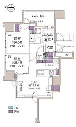 シティハウス円山裏参道レジデンス 2LDKの間取図画像
