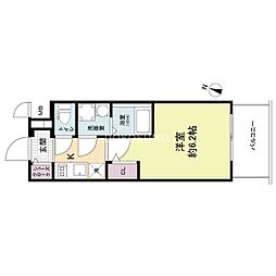 エスリードRESIDENCE大阪福島CITYWEST 1Kの間取図画像