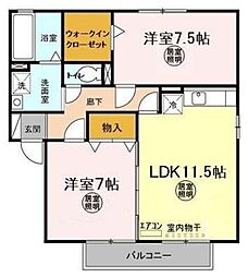 アトリオB 2LDKの間取図画像