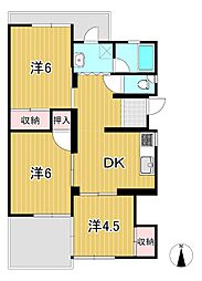 トマトハイツB 3DKの間取図画像