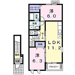 ヌーベルエトワール1 2LDKの間取図画像