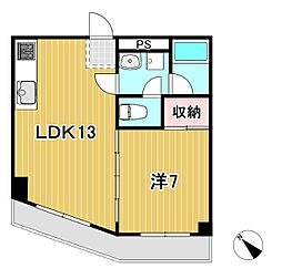 鮎川マンション 1LDKの間取図画像