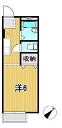 ペガサスハイツ 1Kの間取図画像