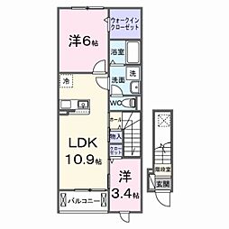 サン・ルシェッロII 2LDKの間取図画像