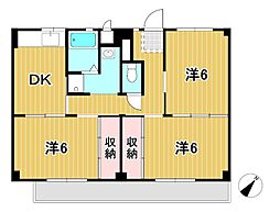 ビレッジハウス日立1号 3DKの間取図画像