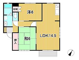 ミール山道A 2LDKの間取図画像