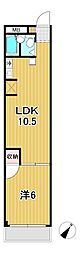 皆川タウンハウスパート1 1LDKの間取図画像