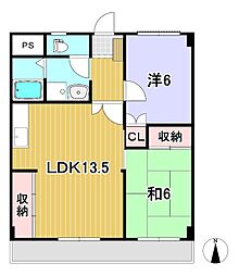 カーサ・ヴェルサーレ 2LDKの間取図画像