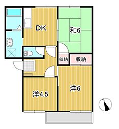 カーサおおみかB 3DKの間取図画像