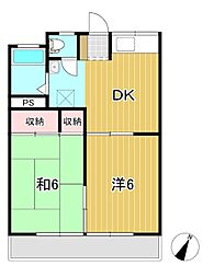 コーポ末広5 2DKの間取図画像