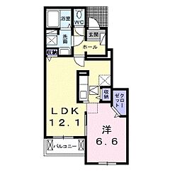 コンフォールA 1LDKの間取図画像