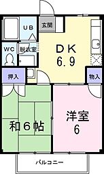 プライムハイツ2 2DKの間取図画像