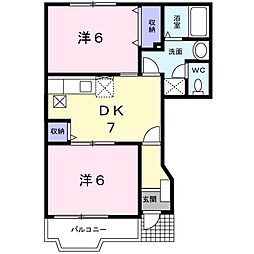 K'sル・クープル1 2DKの間取図画像
