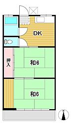 内山商店ビル 2DKの間取図画像