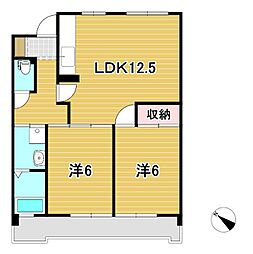 鹿島マンション 2LDKの間取図画像