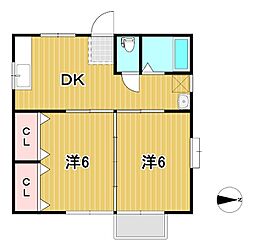 アーバンハイツ 2DKの間取図画像